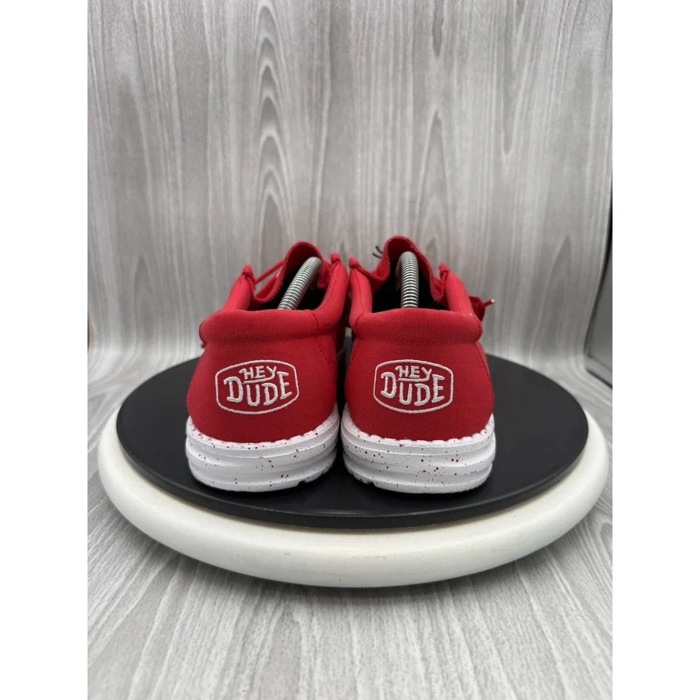 Hey Dude Wally Slub Canvas Mens Size 12 Red Casual Slip On Shoes NEW